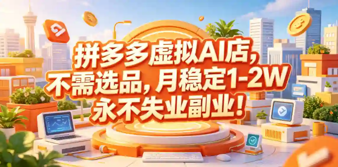 揭秘拼多多虚拟AI店,不需选品,月稳定1-2W,永不失业副业!
